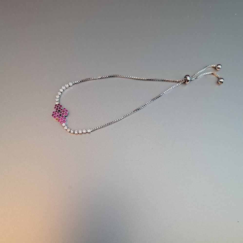 18K White Gold Plated Box Chain Lariet Braclet